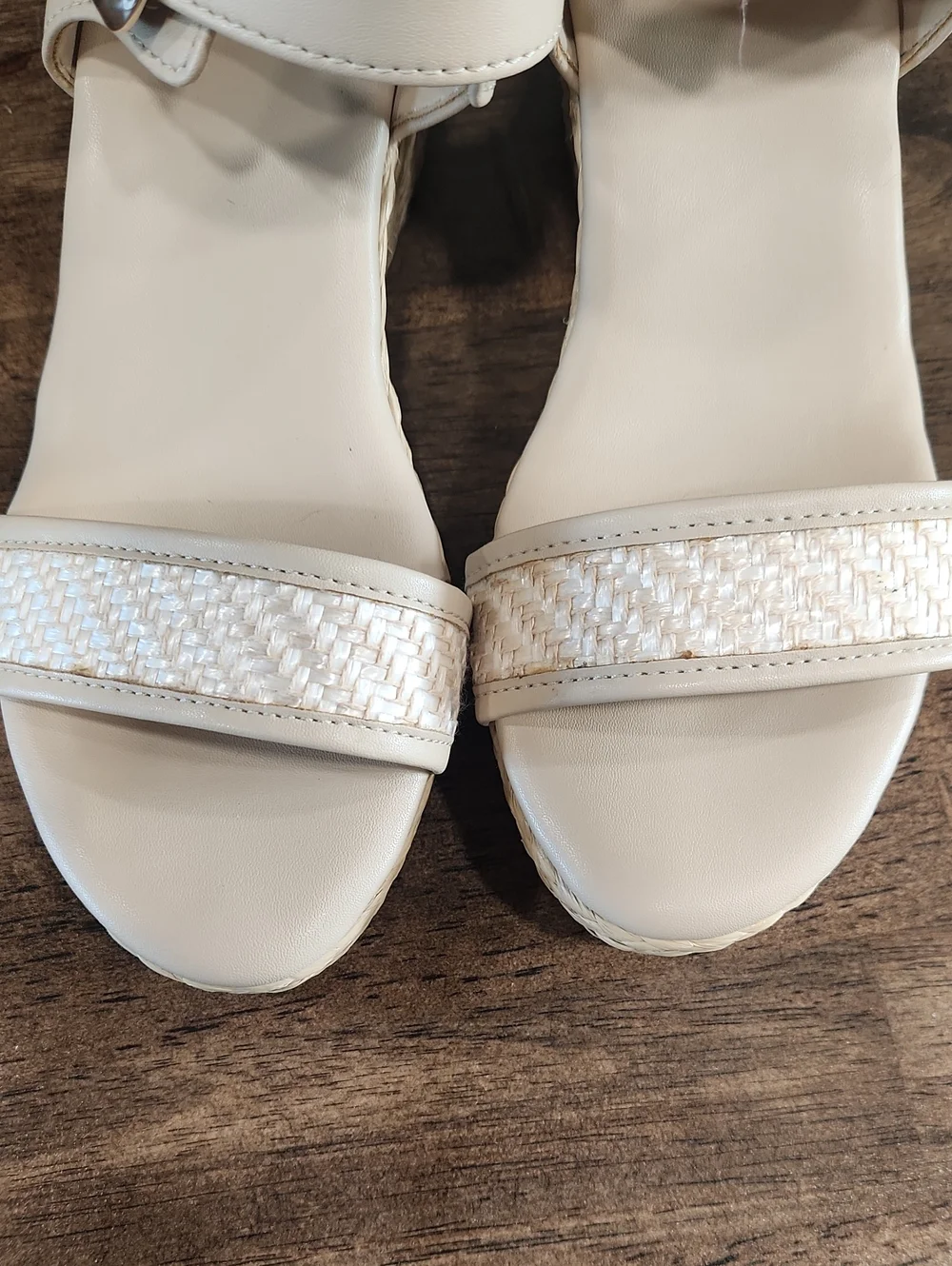 Naturalizer Women's Cream Wedge Sandals with Ankle Strap